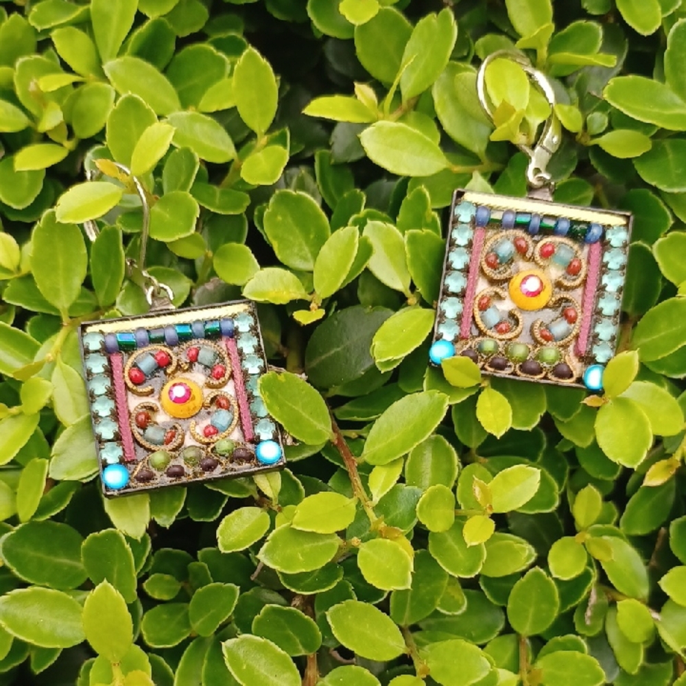 Colorful Square Dangle Earrings